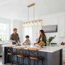 6-Light Gold Chandeliers for Dining Room | Modern Kitchen Island Light Fixture | Rectangle Chandelier for with Clear Glass Shade | Apply to Dining Room Light fixtures Over Table