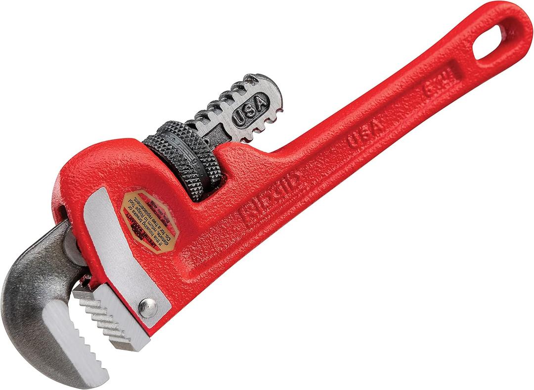 RIDGID 31000 Model 6 Heavy-Duty Plumbing Straight 6" Pipe Wrench, Red, Made in the USA
