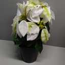 Poinsettia Plants Artificial 9 Heads 14 Inch Fake Poinsettias Christmas Flowers in Pot for Home Porch Office Indoor Outdoor Christmas Winter Decorations White (1PC)