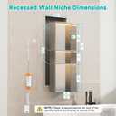 Stainless Steel LED Lights Shower Niche 12" x 30" – Recessed Wall Niche with 3-Tier Storage, Waterproof & Rustproof Modern Bathroom Shower Shelf (Brushed), W12" x H30"