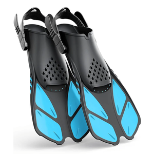 Greatever Snorkel Fins Adjustable Buckles Open Heel Swim Flippers Travel Size Short Swim Fins for Snorkeling Diving Swimming Adult Men Womens S/M
