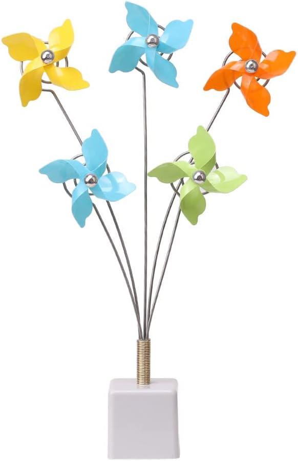 Cute Flower Table Card Memo Holder Stand,1 Pcs Photo Clips Holder Desk Stand for Memo Paper Note Monmory Photo Christmas Wedding Display with Flowerpot Shaped Plastic Base (Pinwheel Silver)