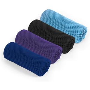 4 Pack Cooling Towel for Gym Fitness Yoga Hiking,Hot Weather Cool Towels Cloth Rags Wrap for Neck Face(4 Pack-02)