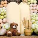 Ainiv Wedding Arch Cover, 6.6FT Spandex Fitted Wedding Arch Backdrop Cover, Round Top Chiara Arch Backdrop Stand Cover for Wedding Birthday Party Ceremony Banquet Supplies Decoration Beige