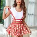 Avidlove Women Sexy Skirt Pleated Mini Skirt Suspender Skirt A-Line Short Braces Skirt