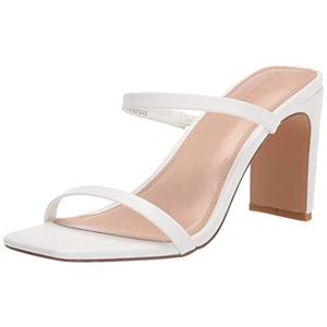 The Drop Women's Avery Square Toe Two Strap High Heeled Sandal, White, 6
