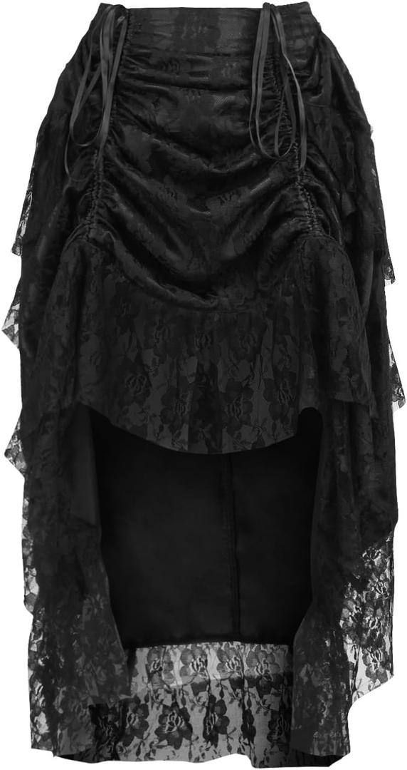 Daisy corsets Women's Black Lace Adjustable High Low Bustle Skirt (32-36 Long) Daisy corsets Women's Black Lace Adjustable High Low Bustle Skirt (32-36 Long)