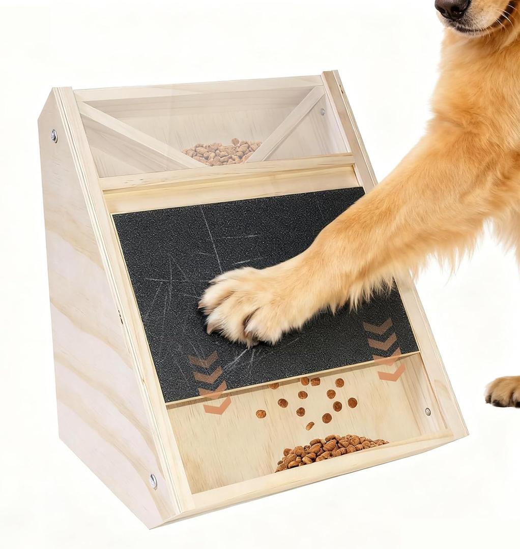 Dog Nail Scratch Board: Quiet Dog Scratch Board with Treat Box, Easy Change Dog Nail Board with 2 Extra Sandpaper Sheets, Interactive Paw Nail Scratcher & Slow Feeder Toy