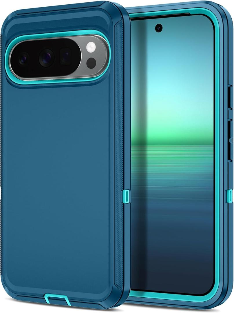 I-HONVA for Google Pixel 10 Pro XL Case Shockproof Dust/Drop Proof 3-Layer Full Body Protection [Without Screen Protector] Rugged Heavy Duty Cover Case for Google Pixel 10 Pro XL,Turquoise