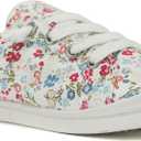 Soda Flat Women Shoes Linen Canvas Slip On Sneakers Lace Up Style Loafers Zig-S White Floral