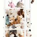 Stuffed Animal Storage Zoo Tower,56In Wooden Large Stuffed Animal Holder Organizer with Wheels,Stuffy Plushies Storage with Elastic Band&Mesh Bottom,Toy Storage Organizers for Playroom NurseryWhite