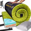 GAIALOOP 3 Inch Memory Foam Camping Mattress, Dual Layer Thick Sleeping Camp Pad for Car Tent Cot, Roll-Up Portable Glamping Floor Bed for Guests Sleepover[Single: 75 * 30 * 3"]