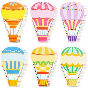 Vuzvuv 60 Pcs Colorful Hot Air Balloons Paper Cutouts 7.2 x 4.8 Inch Name Tags Labels for Spring Bulletin Board Class Decoration for Teacher Student Back to School Party Supplies for Craft Wall Decor