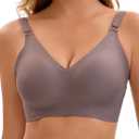 Women's Deep V Bras Wireless Comfortable Bra Supportive No Underwire Bras T-shirt Push Up Bralettes Plunge Seamless Bra (Medium, Coffee Color)