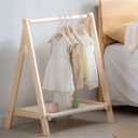 Coat rack Children's Clothes Rack Children's with Clothes Rail and Shelf Coat Stand for Children's Room Natural Wood (Size: 120 x 146 cm)