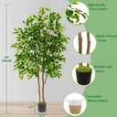 Warmplants Artificial Ficus Tree, 6ft Tall Fake Ficus Tree with Basket, Faux Plant for Indoor Outdoor Home Livingroom Office Garden Porch Dcor