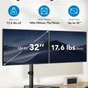 HUANUO 32 inches Dual Monitor Stand up to 17.6lbs per Arm, High-Grade Aluminum Free Standing Dual Monitors Mount for 2 Screens. Fully Adjustable Dual Monitor Stand for Desk with Tilt, Swivel, Rotation (Black)