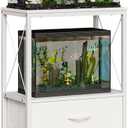 Fish Tank Stand 10 Gallon with 2-Tier Shelf, Aquarium Stand with 2 Drawers, Metal Frame Heavy Duty Reptile/Turtle Tank Stand for Home Office, Fish Tanks Accessories Storage, White