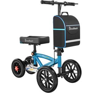 Knee Scooter, All Terrain Foldable Knee Scooter Walker, Disc Brake Knee Walker for Foot Injuries Compact Crutches Alternative (Blue)