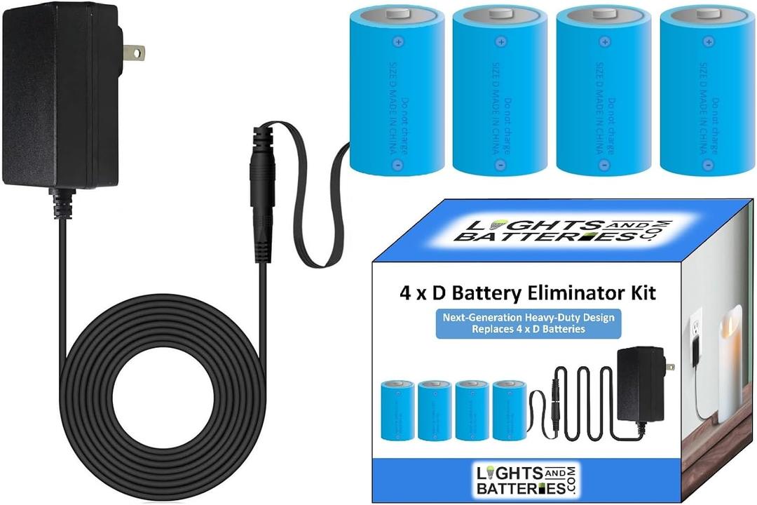 4 x D Next-Generation Heavy-Duty Battery Replacement Eliminator Kit for Toys, Flameless Candles & Other Electronic Devices