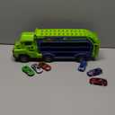 Toddler Car Truck Toys,Car Carrier Truck Toys for Kids Age 3-5 4-8,Foldable Car Track Sets with 2.8-Ft Race Track and 6 Die-Cast Race Cars, Truck Toys Gifts for 3 4 5 6 7 8+ Year Old Boys Girls(Green)