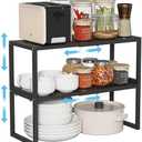 2 Pack Expandable Kitchen Cabinet Shelves Organizer,Heavy Duty Metal Shelving Units and Storage,Stackable Adjustable Kitchen Storage Organization Shelves Rack For Counter Cupboard Pantry,Length:20.5"