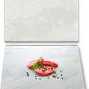 2-Piece Set Marble Cutting Board & Tempered Glass Cutting Board Cover, Non-Toxic Marble Serving Tray Slab, Scratch Resistant & Protects Countertops, Multifunctional & Safe