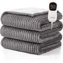 Homemate Heated Blanket Electric Throw - 50"x60" Heating Blanket Throw 1/2/4/6/8 Hours Auto-Off 10 Heat Levels Over-Heat Protection Soft Flannel Sherpa Heater ETL Certification