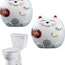 WANSHUNLMI Ceramic Cat Toilet Floor Bolt Covers, Decorative Toilet Bolt Caps Cute Bathroom Decor Cute Bathroom Accessories Replacement Parts (White, Cat) 2 Pack