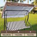 LED Lighted Porch Swing Canopy Replacement Waterproof LED Swing Canopy Top Cover 2-3 Seat Shade Awning Cover for Garden Outdoor Patio(65 x 45 Inch,Brown)
