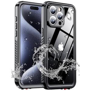 MOZOTER for iPhone 15 Pro Max Case Waterproof,[IPX8 Underwater Case][Full Body Shockproof & Military Dropproof] Clear Sound Quality Built-in Screen Protector for iPhone 15 Pro Max 6.7 inch-Black