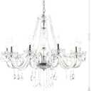 PAPAYA Plug in Crystal Chandeliers Clear Chandelier 25 x 27.5in 10-Light Modern Pendant Ceiling Lighting Fixture with Acrylic Crystals & Beads for Girls Room, Living Room, Kitchen Island, Entryway.