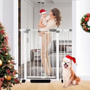 Rgqphantom 41" Tall Safety Pet Gate,Adjustable 29.92"-43.71" Wide,No Drilling Pressure Mount Kit,Auto Close Cat Gate Suitable for Stairs,Doorways,White (29.92"-43.71" W)