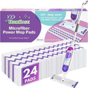 24 Pack Microfiber Disposable Pads for Swiffer PowerMop Multi-Surface Mopping Pad Refills, Deep Clean Replacement
