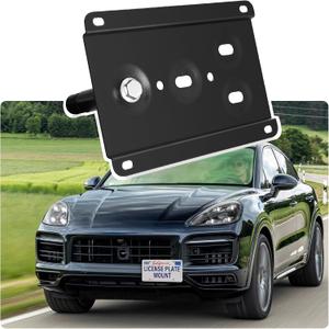 Anti-Theft License Plate Holder Compatible with Porsche Cayenne (Base) 2019-2023 Porsche Cayenne GTS 2019-2023, Front Tow Hook License Plate Bracket Mounting Kit, No Drill Bumper Frame