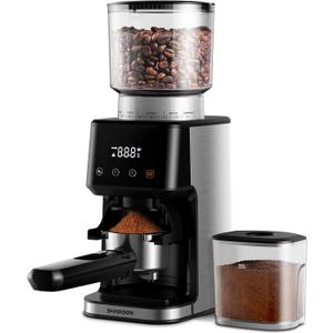SHARDOR Conical Burr Espresso Coffee Grinder Electric with Precision Timer 2.0, Touchscreen Adjustable Burr Mill with 51 Precise Settings for Home Use, Anti-static, Stainless Steel