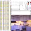 LAFULIT Under Cabinet Lighting Kit - 8 PCS 20 Inch Pre-Cut Strips, 2700K Warm White Flexible LED Strip Lights with Remote and Power Adapter for Kitchen Cabinets, Shelf, Desk, Counter - 13ft