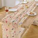 BINBE 6pcs Champagne Daisy Spring Table Runner Embroidery Gauze 10FT Florals Seasonal Tulle Holiday Birthday Kitchen Dining Table Decor for Home Party