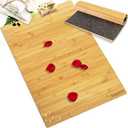 SereneLife Bamboo Bath Mat Floor Rug - Water and Weather Resistant Natural Wood Bathroom Shower Foot Carpet with Multi-Panel Strip Foldable Roll Up Non Slip Fabric for Indoor Use - SLFBMT20 Two Pack