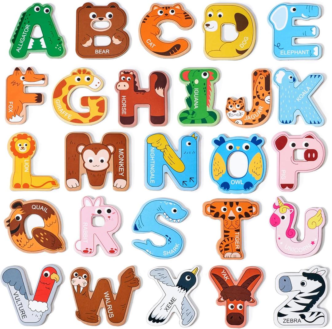 JoyCat Magnetic Letters, Alphabet ABC Fridge Magnets for Toddlers & Kids, Cute Educational Animal Toys, 26 Uppercase Refrigerator Magnets, Great Spelling Learning Gift for Preschool 2 3 4 5 Years Old