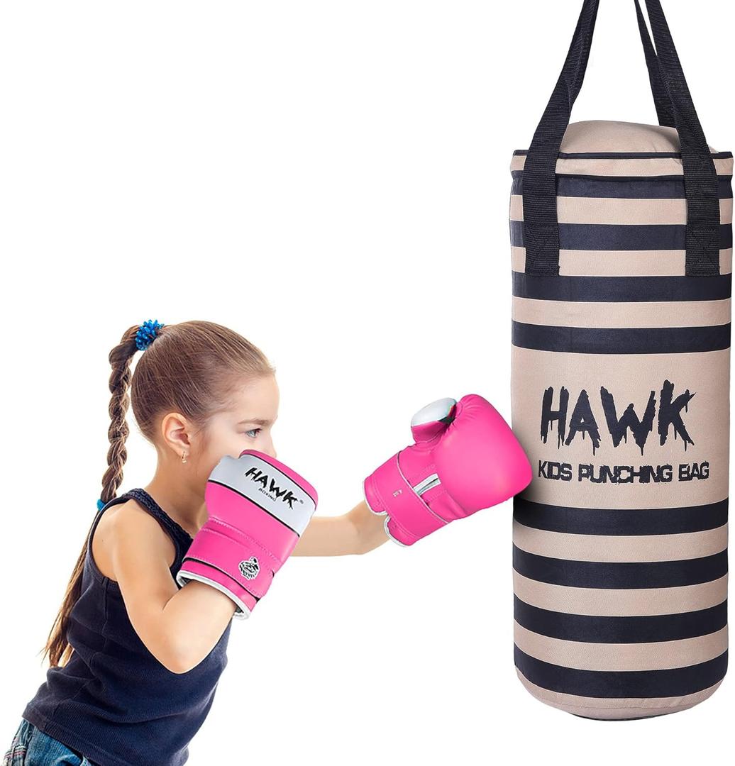 Kids Punching Bag for Kids Boxing Gloves MMA Training Fitness Workout Kickboxing Grappling Karate Heavy Target Bag UNFILLED (Gold)