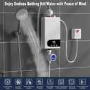 Tankless Water Heater, 3500W Electric Water Heater with LED Touchscreen and Shower Kit, Compact Digital Temperature Control Hot System for Bathroom Kitchen