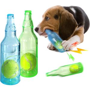Water Bottle Dog Toy with Tennis Ball, 2 PCS Squeaky Puppy Chew Toys for Aggressive Chewers, Interactive Dog Water Toys to Keep Them Busy for Small Medium Dogs (L)