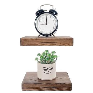 BGMG Small Wood Floating Shelves for wall 8 inch,Distressed Rustic Wooden Wall Mount Shelves for Bathroom Living Room Bedroom Kitchen Farmhouse Set of 2-8x6.7x1.25 inch- Walnut