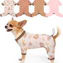 Bienbee Dog Pajamas, 4 Pack Dog Recovery Suit Shedding Suit Cute Soft Puppy Clothes Dogs Pjs Onesies Jammies Adjustable Breathable & Stretchy Clothes for Small Medium Large Dogs Girl Boy Puppy-S