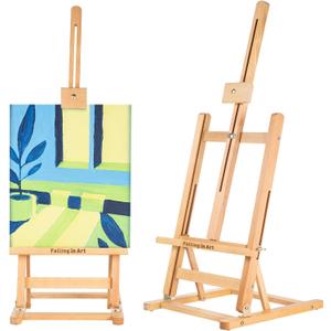 Falling in Art Basic H-Frame Tabletop Easel, Adjustable Beechwood Desktop Easel, Portable Painting Easel Stand for Beginners and Artists, Holding Canvas up to 24" High, 24" x 10" x 10"