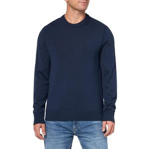 BOSS Men's Small Logo Wool Blend Sweater (X-Large, Blueberry Blue)