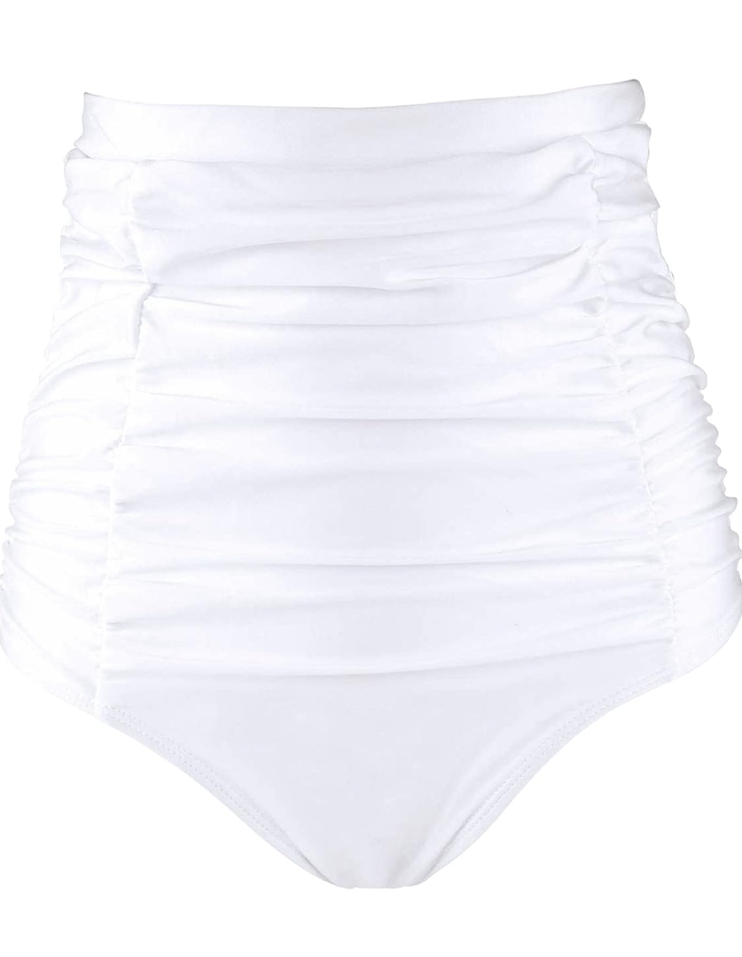 RELLECIGA Women's High Waisted Bikini Bottom Tummy Control Ruched Full Coverage Swim Bottom M