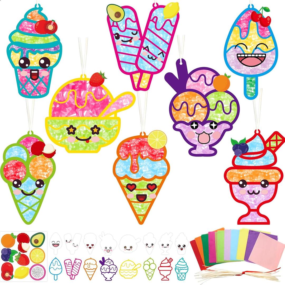 3 x WorldBazaar Ice Cream Suncatcher Crafts 16 Sets Classroom Activities