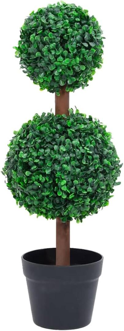 Artificial Boxwood Plant Ball Shape with Green Pot 60 cm Artificial Plants Decorative Artificial Plant Realistic Ideal for Decoration